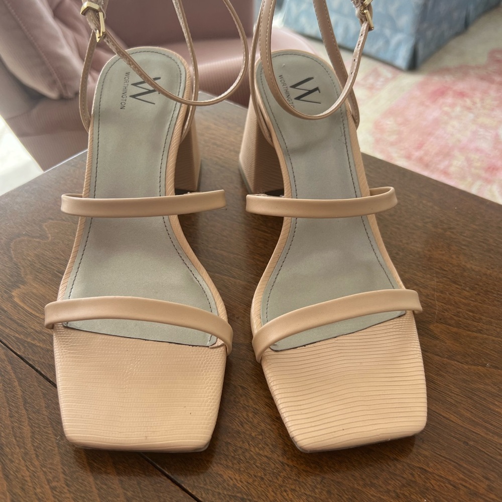 Women's Beige Strappy Heel Sandals